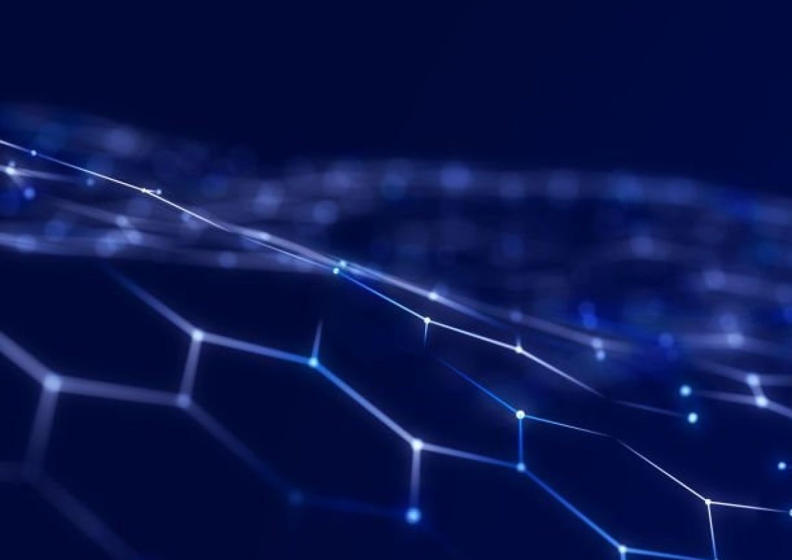 Honeycomb network concept. Data transfer. Digital technological background. Cyberspace. 3D rendering